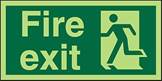 Seco Fire Exit - Fire Exit & Man Running Left Sign, 300mm x 150mm - Self Adhesive Vinyl