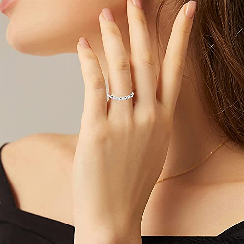 925 Sterling Silver Anxiety Ring Adjustable Fidget Ring Anti-Worry Ring Fidget Spinners Rings With Beads Kids' Play Rings For Women Men Girls #TOP5