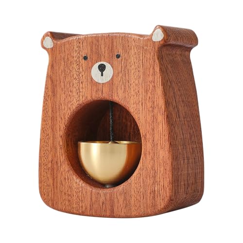 Cloche d'ours en bois et sonnette manuelle mignonne pour la maison