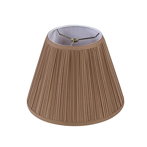 Image of Aspen Creative 32072, Hardback Empire Transitional Spider Lamp Shade, Mushroom Pleated Sienna Brown, 7 inch Top x 13 inch Bottom x 10 inch Slant