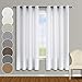 KOUFALL White Semi Sheer Curtains 63 Inch Length for Bedroom 2 Panels Grommet Faux Linen Cotton Privacy Light Filtering White Textured Curtains for Living Room Kids Nursery