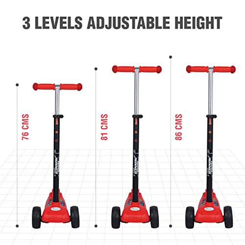 Image of R For Rabbit Road Runner Lite Skate Scooter for Kids of Age 3 to 14 Years Age,Kids Scooter with 3 Adjustable Height, Foldable, LED PU Wheels & Weight Capacity 50 kgs Kick Scooter with Brakes(Red)