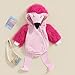 Newborn Baby Girl Boy Halloween Costumes Animal Fruit Hooded Romper Onesie Toddler Infant Zipper Outfit (D Pink Flamingo, 18-24 Months)