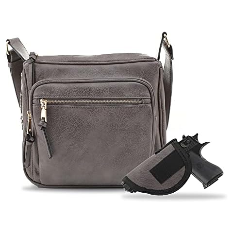 Jessie & James | Concealed Crossbody Gunbag RFID Blocking Locking Firearm Removable Holster | GY Cover