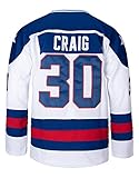 Youth 1980 Miracle On Ice #21 Mike Eruzione #17 O'Callahan #30 Jim Craig Ice Hockey Jersey (Large, 30 White)