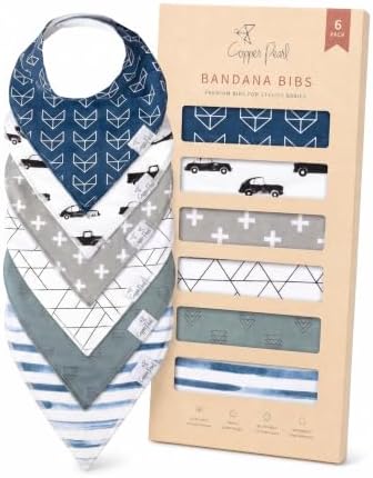Copper Pearl Baby Bibs 4 Pack & 6 Pack, Bandana Drool Bibs for Baby Girl & Boy, Soft Cotton Bibs for Drooling and Teething