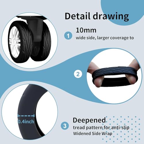 Image of Luggage Wheel Silicone Protector Cover, 16 Pieces, Black, Shock Absorption, for Trolley Bag Suitcase Spinner Wheel