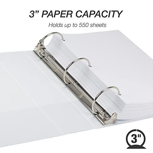Image of Samsill Plant-Based 3 Inch Durable Round Ring, View Binder, Eco-Friendly, USDA Certified Biobased, 4 Pack, White