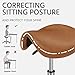 Yaheetech Rolling Saddle Stool - Height Adjustable Swivel Hydraulic Salon Chair with Wheels & PU Leather for Massage Spa Tattoo Dental Facial Office Dentist Brown
