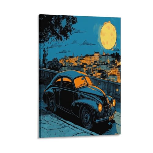 Toile déco murale voiture ancienne affiche salon impression haut rendu