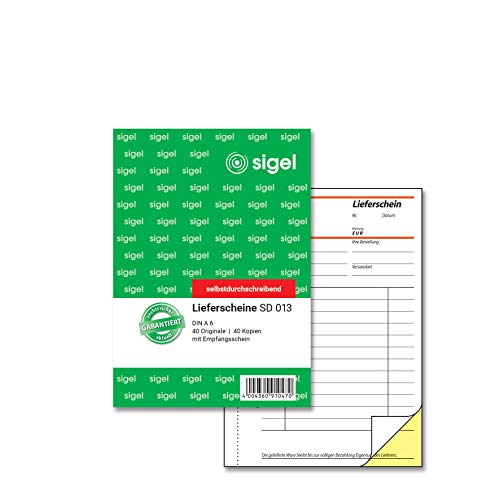 Sigel SD013 delivery notes A6, 2 x 40 sheets, self-copying, Pack of 1