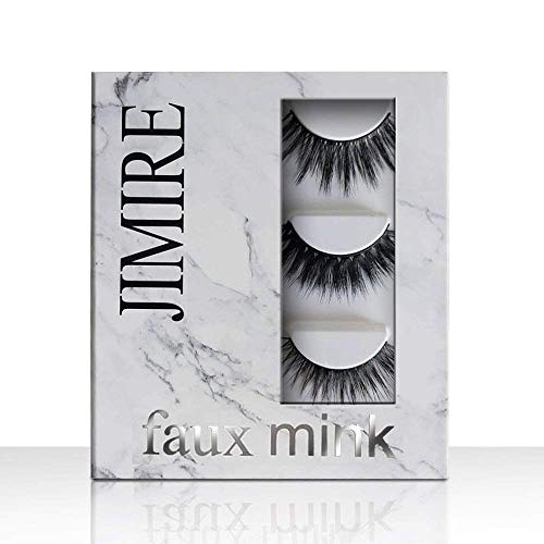 JIMIRE 3D False Eyelashes Mink Fur Faux Lashes Natural Long Fluffy Hand-made Reusable Lashes for Beauty