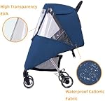 Housse de pluie pour poussette, protection contre les intempéries pour voyage avec bébé, coupe-vent et imperméable, accessoire universel pour poussette (Bleu) | Housse de poussette respirante pour protection contre le vent et l'eau, protection contre les intempéries pour poussette