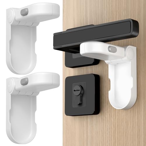REDTRON Kindersicherung für Türklinken, 2 pack Kindersicherung Tür mit 3M Klebstoff, Türgriffschlösser für Kleinkinder für Schlafzimmer, Badezimmer, kein Werkzeug erforderlich