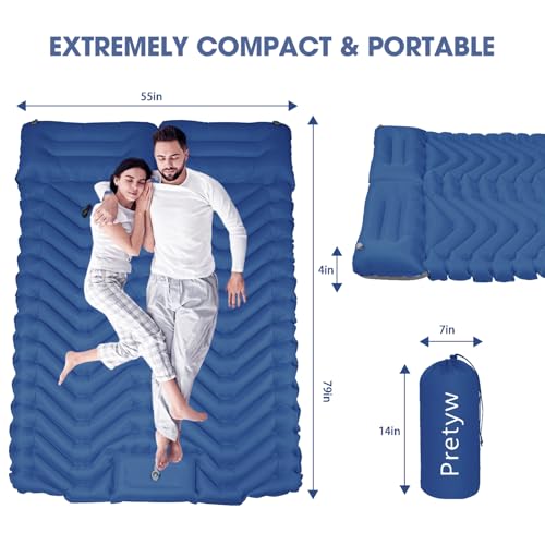 image for Pretyw Double Sleeping Pad for Camping, Ultralight Camping Mattress wi