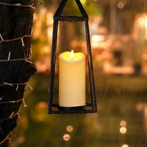 Image of Homemory Flameless Candles with Timer and Remote Control, Battery Operated LED Candles, Realistic Fake Plastic Candles for Wedding, Festival, Home Decor, Waterproof Outdoor, D3 inchH4 inch6 inch8 inch, Dark Ivory