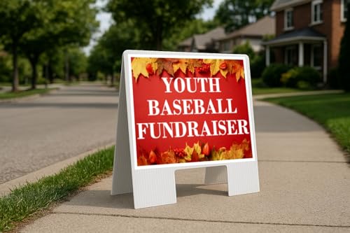 Youth Baseball Fundraiser Autumn Frame Colorful Maple