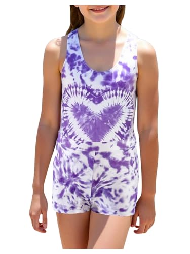 MakeMeChic Girl's Swimsuit One Piece Heart Print Backless Bathing Suit with Beach Shorts Summer Vacation