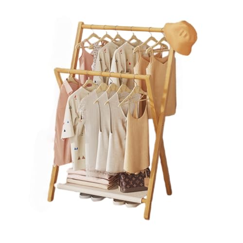 MiluFox 洗濯物干し 竹製 室内 物干しスタンド 室内物干し 折りたたみ 省スペース 簡単組立 軽量 布団干し 室外 物干しラック 服かけスタンド 大容量 多機能 布団干しスタンド 防錆 ベランダ 衣類 シューズ 布団 (げんしょく色,50*40*9