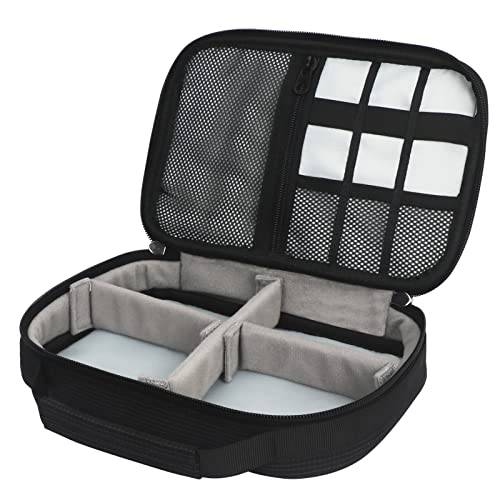 Simpolor Electronics Organizer, Adjustable Divider Travel Cable Organizer, Electronic Accessories Carrying Case With Front Pocket For Cable, Cord, Usb, Power Bank, Hard Drive Storage, Black Plaid #TOP25