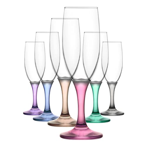 LAV Misket Champagne Flutes - Set of 6 - 190ml/6.4oz - Flat Base ...