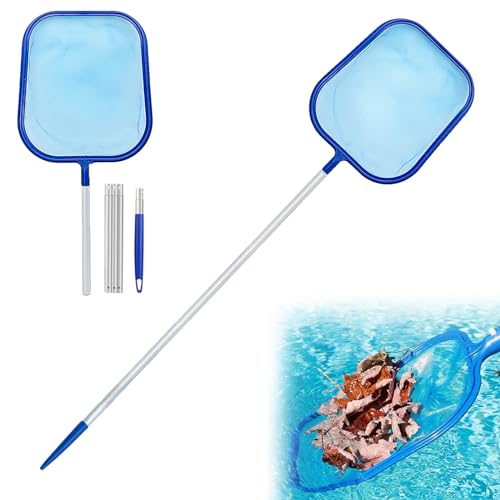 JJYHEHOT Recoge Hojas para Piscinas, Piscina Net Leaf Skimmer con Poste Telescópico, Red de Hoja de Piscina de Malla Fina para Piscina, Spas, Estanques, Jacuzzis