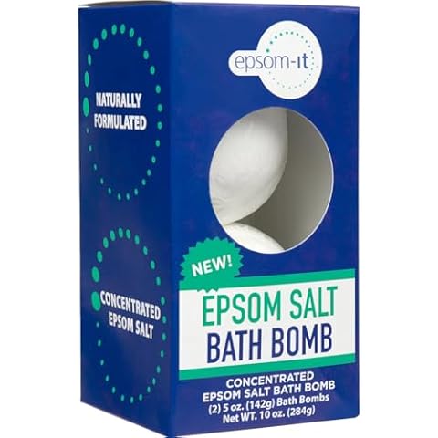 Epsom-It Epsom Salt Bath Bomb - Magnesium Sulfate Epsom Salts for Soaking Sore Muscles & Tired, Achy Feet, Soothing Body and Foot Muscle Recovery Magnesium Bath Soak for Women & Men, Unscented, 2-Pack Cover