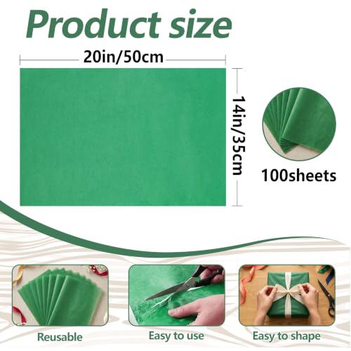 Image of Bobobag 100 Sheets Green Tissue Paper 20 inchX14 inch Tissue Paper for Gift Bags, Gift Wrapping Tissue, Christmas Tissue Paper Anniversary Holiday Decoration Arts Craft