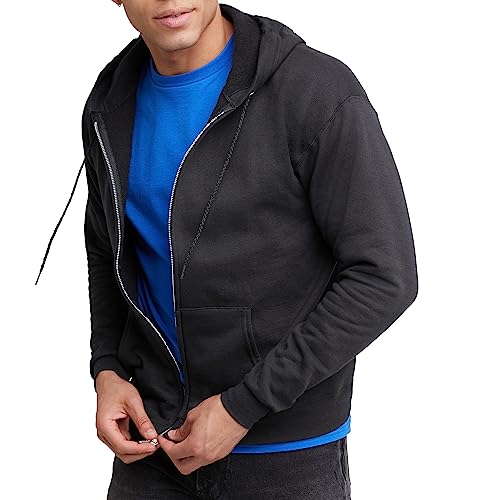 Hanes Men’s Zip-Up Hoodie, EcoSmart Fleece Full-Zip Hoodie for Men, Hooded Sweatshirt
