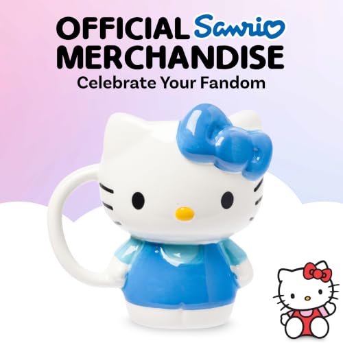 Image of Silver Buffalo Sanrio Hello Kitty Full Body Blue, 3D Sculpted Mug, 20oz | Dress Ceramic, 0.59 Liters