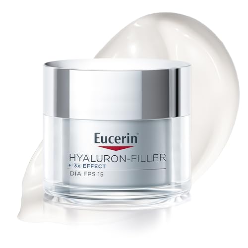 Eucerin Hyaluron-Filler Crema de Día FPS 15 para piel seca (50 ml), crema antiedad con efecto antiarrugas e hidratante, con Ácido Hialurónico para una piel rejuvenecida