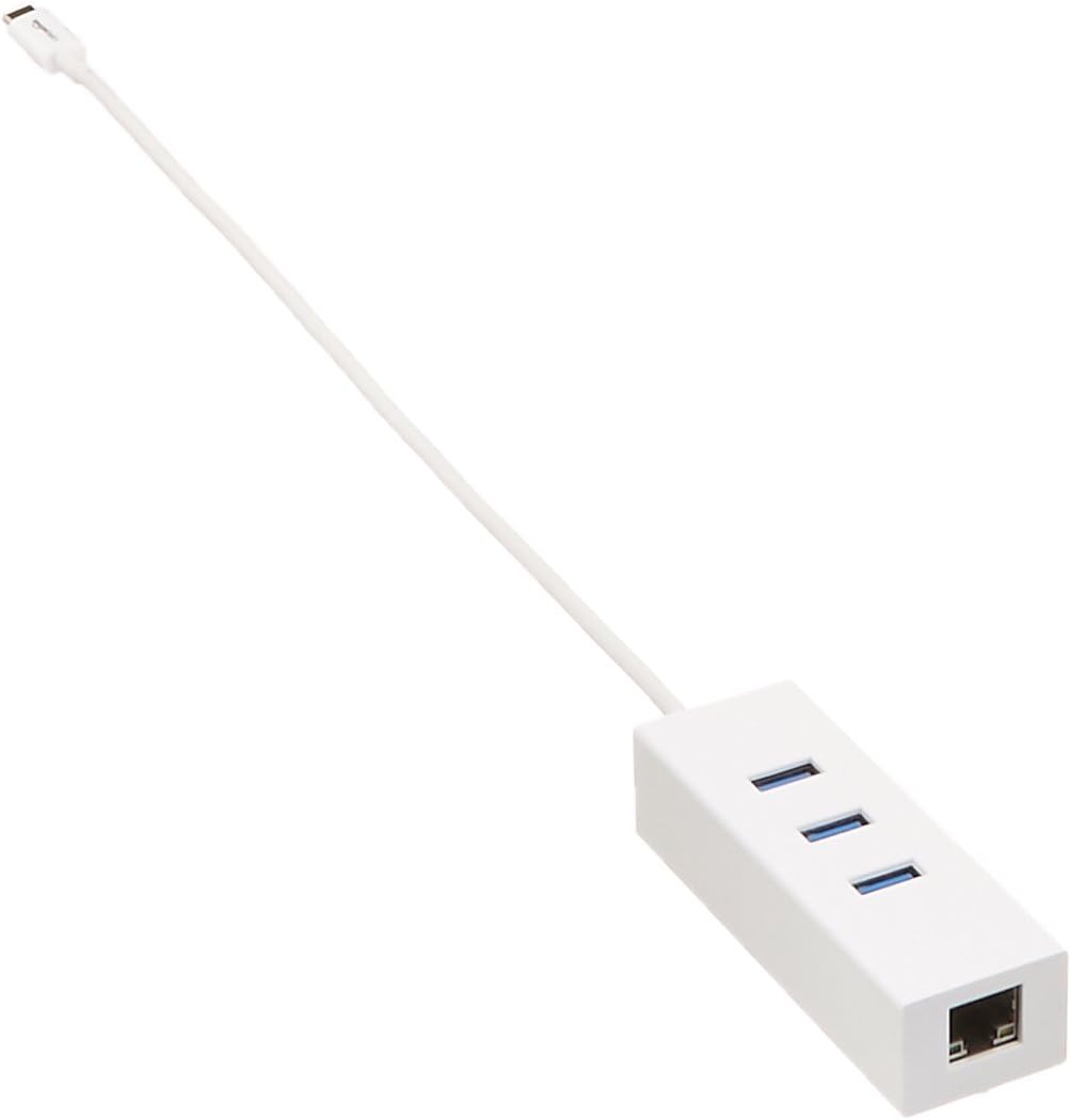 Amazon Basics USB 3.1 Type-C to 3 Port USB Hub with Ethernet Adapter - White