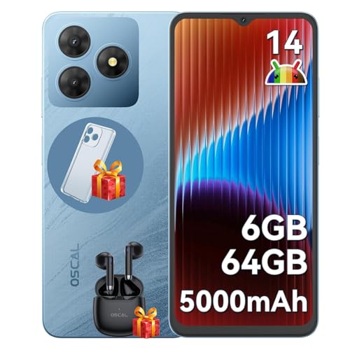 [2025 NEW スマホ] OSCAL Flat2C android スマホ 6GB RAM+64GB 2TB拡張可能 5000mAhバッテリー|6.56インチ 大画面、13MP+8MPAIカメラ、顔認証|OTG GPS 技適認証済、デュアル4G対応携帯電話 本体