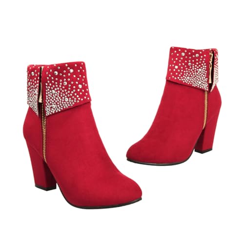 Bottines à talons épais femme COLLBATH chaussures en PU et caoutchouc