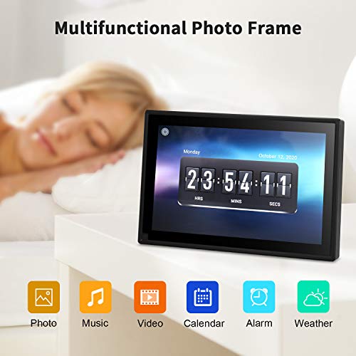 Dhwazz 10 Inch WiFi Digital Picture Frame, 16GB HD Black Smart Photo Frames with IPS Touch
