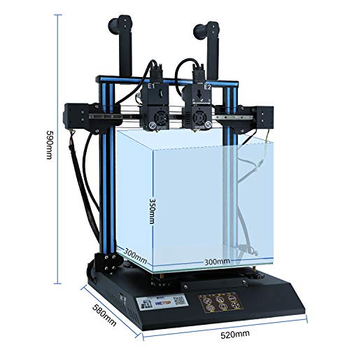HICTOP Tenlog D3 pro 3D Printer IDEX Independent Dual Extruder 24V D3 Hero Direct Feed 11.8x11.8x13.8 inch(300x300x350mm) (Dual Extruder)