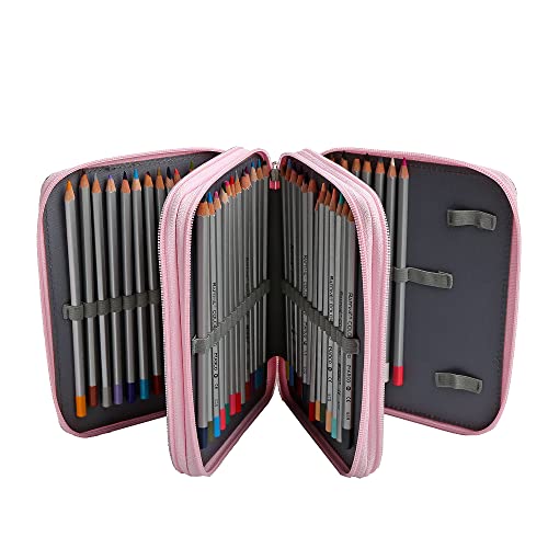 Image of Portable Colored 72 Slots Pencil case Organizer with Printing Pattern for Watercolor Pens, Pencil Case Organizer for Artist