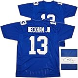 Odell Beckham Jr. Autographed Blue Football Jersey Beckett BAS Witness Stock #246196