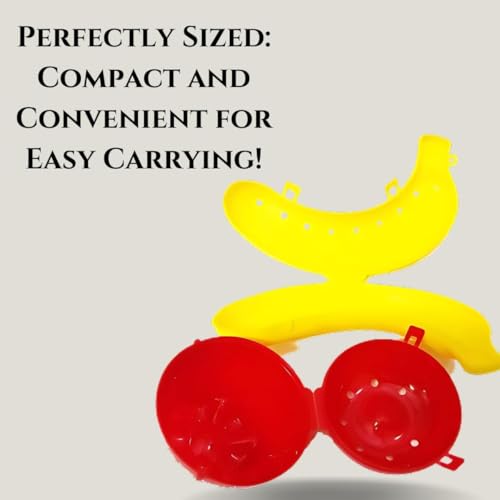 Image of Plastoware Apple & Banana Case Combo, Fruit Storage Holder Cover Box Set of 2 Durable Plastic Case for School, Office, Gym and Picnic Gift (Pack of 2)