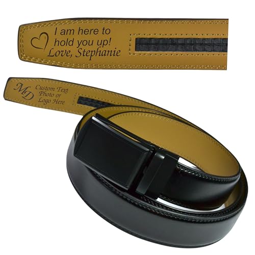Custom Engraved Ratchet Belt for Men, Adjustable Faux Leather Click Belt, Personalized Gifts for Men