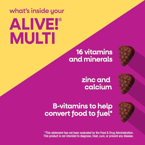Nature's Way Alive! Women’s Multivitamin Gummy, Daily Chewable Multivitamins for Women, Vitamins A, C, D3, E, B-Vitamins, Supports Immune, Heart, & Muscle Function*, Mixed Berry Flavored, 130 Gummies