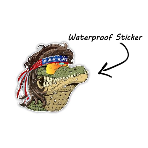 Image of eDesign 2-Pack Alligator Mullet Decal Vinyl - 4 Inches - Patriotic Alligator Mullet Sticker for Car Truck Van Window Bumper Laptop Tablet Cup Tumbler Water Bottle and Any Smooth Surface