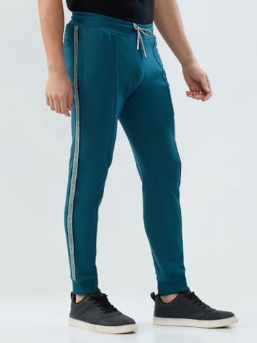 Image of Park Avenue Men Slim Fit Solid Pattern Cotton Polyester Blend Flat Front Casual Jogger Pant