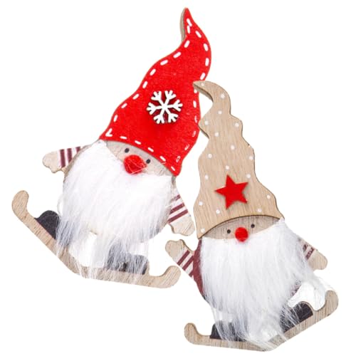 Cabilock 2pcs Christmas Wooden Decor Santa Sleigh Table Ornament Rustic Xmas Decoration for Living Room Bedroom Kitchen Charming Holiday Centerpiece