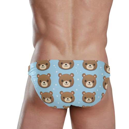 Men Swimming Kawaii Teddy Bear Bikini Swimsuit Swimwear Quick Dry Print Briefs S 212173484
