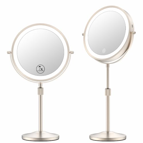 Image of 7 inch Lighted Makeup Mirror with Lights and 1X 7X Magnification,Brushed Nickel