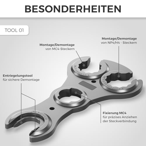 deleyCON MC4 Schlüssel Spanner Set (2 Stück) Montage Werkzeug für MC4 Stecker PV Solar Solarpanel Solaranlage