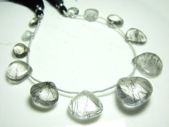 Quartz tourmaliné briolette coeur 8-18mm pour création de collier en perles naturelles
