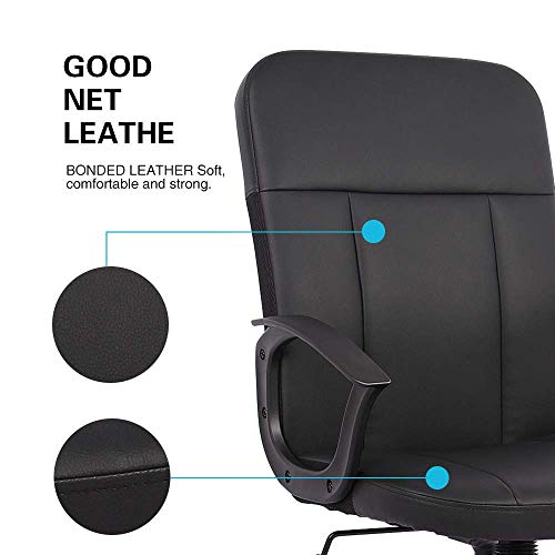 Office Chair, Mid Back Leather Desk Chair, Computer Swivel Office Task Chair, Ergonomic Executive Chair with Armrests - Thumbnail 5