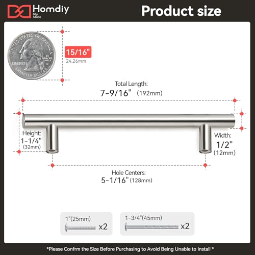 Image of homdiy 50 Pack Cabinet Pulls Modern Drawer Pulls - HD201SN Kitchen Cabinet Handles Cupboard Handles Brushed Nickel Cabinet Hardware Stainless Steel Drawer Handls, 5in Hole Centers